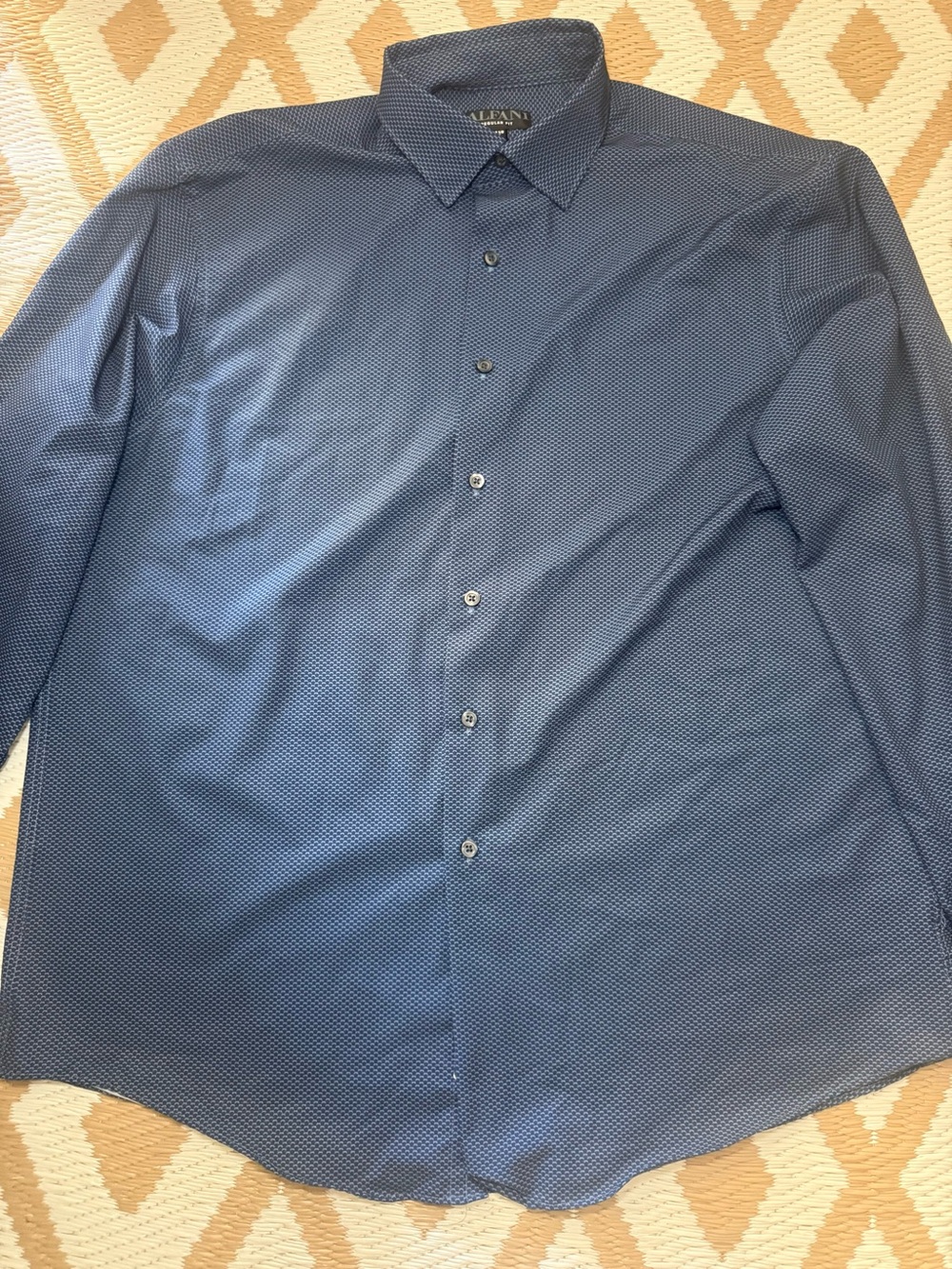 Alfani Blue Micro-Pattern Long Sleeve Dress Shirt